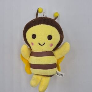 Yellow and Brown Plush Bee Toy 5 Inch Keychain